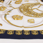 Hermès Carré 90 "LES CAVALIERS D'OR" Silk handkerchief in Navy Blue
