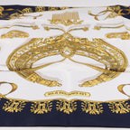 Hermès Carré 90 "LES CAVALIERS D'OR" Silk handkerchief in Navy Blue