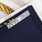 Hermès Carré 90 "LES CAVALIERS D'OR" Silk handkerchief in Navy Blue