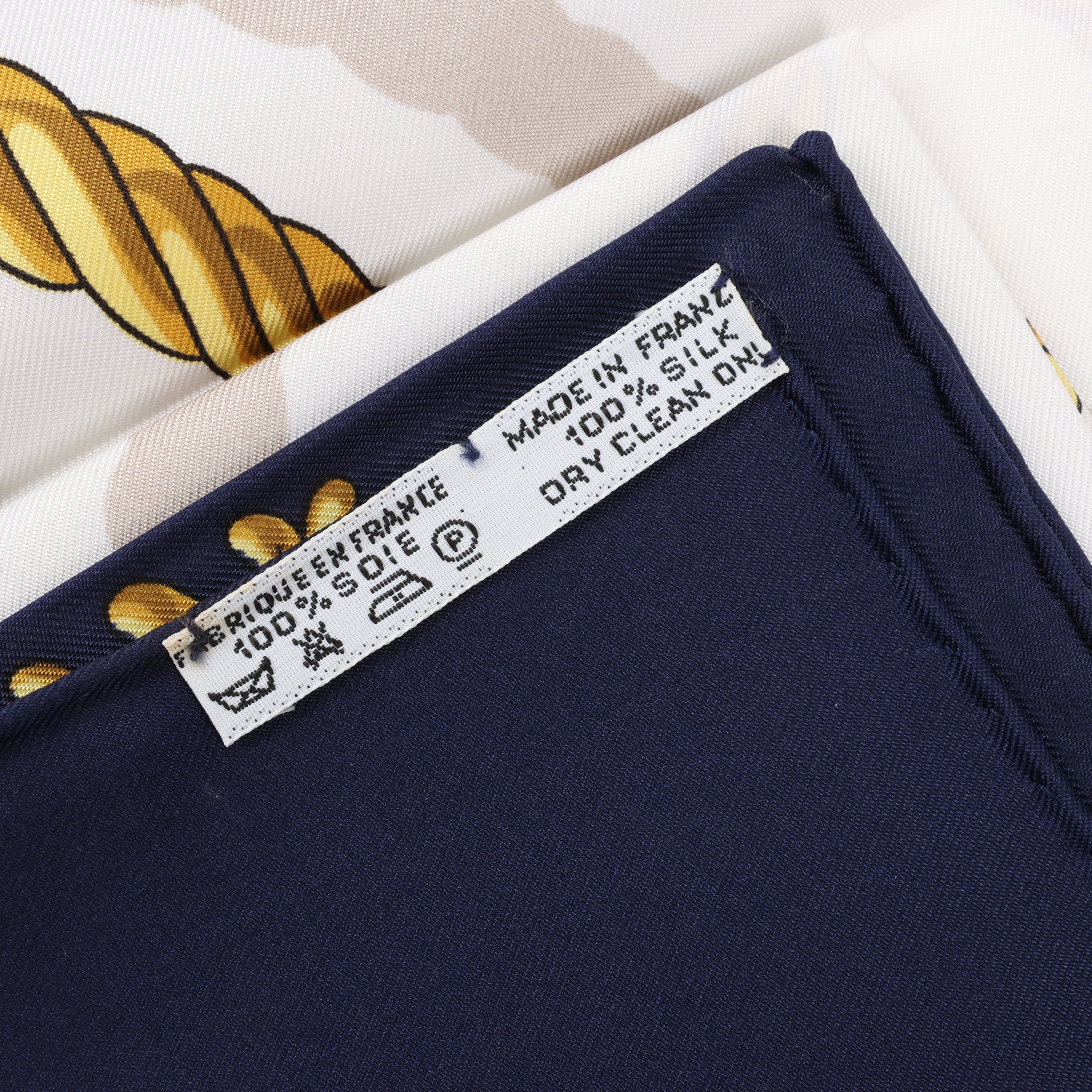 Hermès Carré 90 "LES CAVALIERS D'OR" Silk handkerchief in Navy Blue