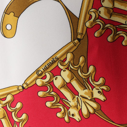 Hermès Carré 90 "LES CAVALIERS D'OR" Foulard 100% Soie en Rouge