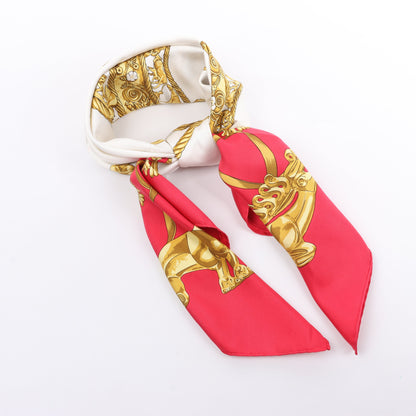 Hermès Carré 90 "LES CAVALIERS D'OR" 100% Silk Scarf in Red