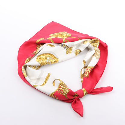 Hermès Carré 90 "LES CAVALIERS D'OR" 100% Silk Scarf in Red