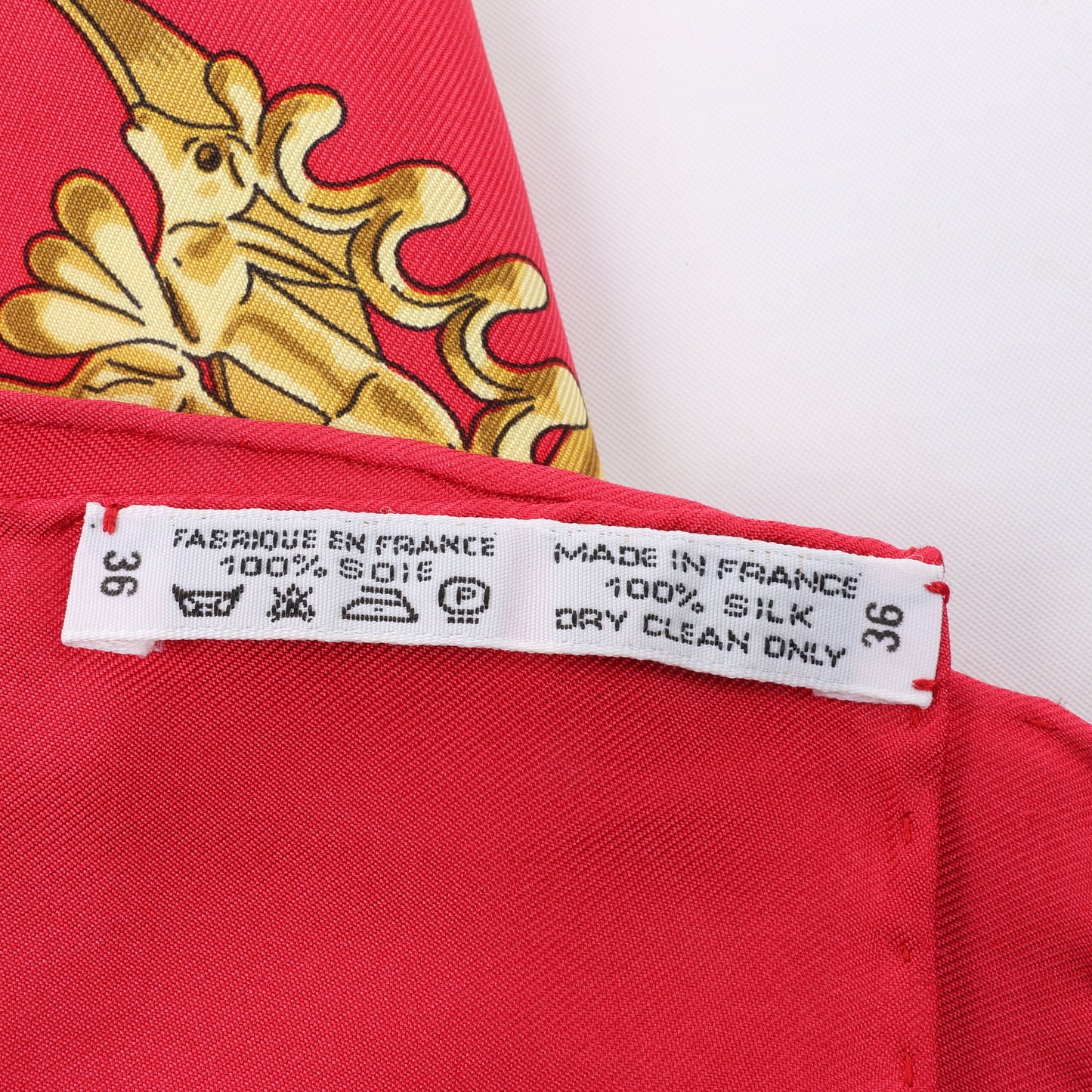 Hermès Carré 90 "LES CAVALIERS D'OR" 100% Silk Scarf in Red