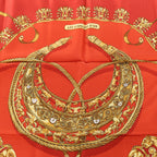 Hermès Carré 90 "LES CAVALIERS D'OR" Silk handkerchief in Red