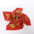 Hermès Carré 90 "LES CAVALIERS D'OR" Silk handkerchief in Red