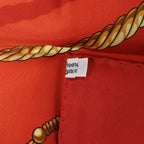 Hermès Carré 90 "LES CAVALIERS D'OR" Silk handkerchief in Red