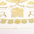 Hermès Carré 90 "LES CAVALIERS D'OR" Silk handkerchief in White