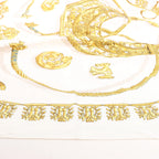 Hermès Carré 90 "LES CAVALIERS D'OR" Silk handkerchief in White