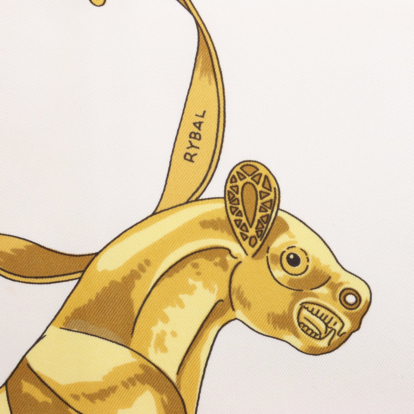 Hermès Carré 90 „LES CAVALIERS D'OR“ Seidentaschentuch in Weiß