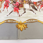 Hermès Carré 90 "LES CHEVAUX DES MOGHOLS" Silk handkerchief in Gray