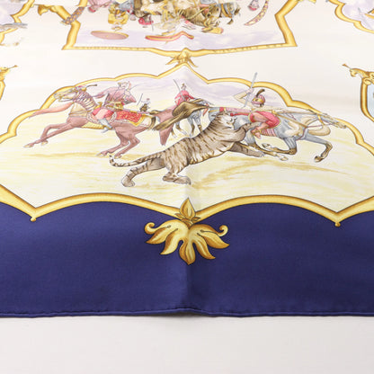 Hermès Carré 90 "LES CHEVAUX DES MOGHOLS" Silk handkerchief in Navy Blue
