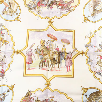 Hermès Carré 90 "LES CHEVAUX DES MOGHOLS" Silk handkerchief in Navy Blue