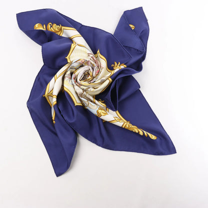 Hermès Carré 90 "LES CHEVAUX DES MOGHOLS" Silk handkerchief in Navy Blue