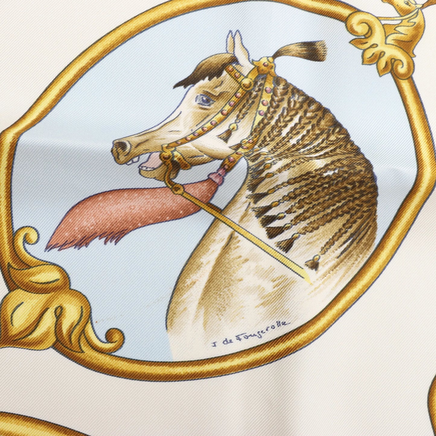 Hermès Carré 90 "LES CHEVAUX DES MOGHOLS" Silk handkerchief in Navy Blue