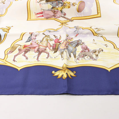 Hermès Carré 90 "LES CHEVAUX DES MOGHOLS" Silk handkerchief in Navy Blue