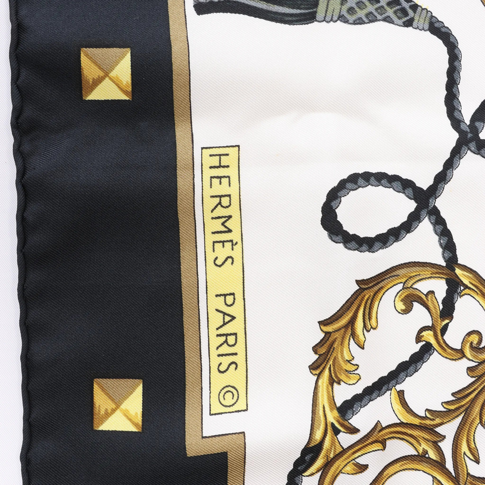 Hermès Carré 90 "LES CLES" Silk handkerchief in Black