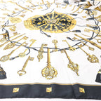 Hermès Carré 90 "LES CLES" Silk handkerchief in Black