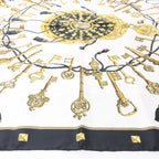 Hermès Carré 90 "LES CLES" Silk handkerchief in Black