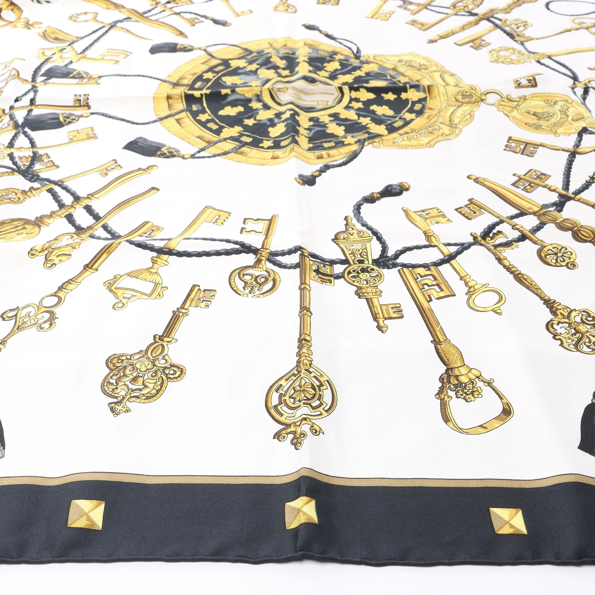 Hermès Carré 90 "LES CLES" Silk handkerchief in Black
