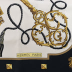 Hermès Carré 90 "LES CLES" Silk handkerchief in Black