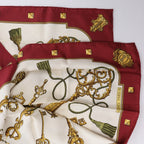 Hermès Carré 90 "LES CLES" Silk handkerchief in Burgundy