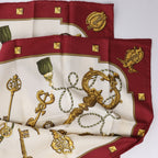 Hermès Carré 90 "LES CLES" Silk handkerchief in Burgundy