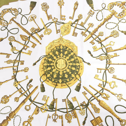 Hermès Carré 90 "LES CLES" Silk handkerchief in Khaki