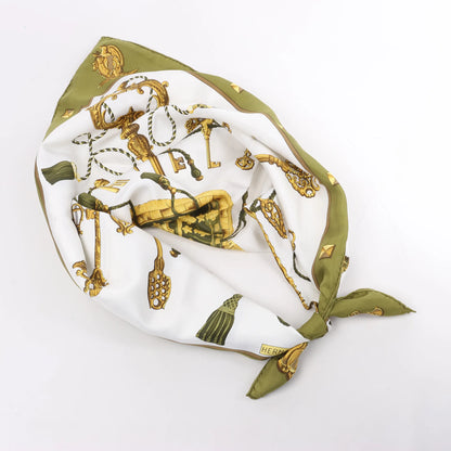 Hermès Carré 90 "LES CLES" Silk handkerchief in Khaki
