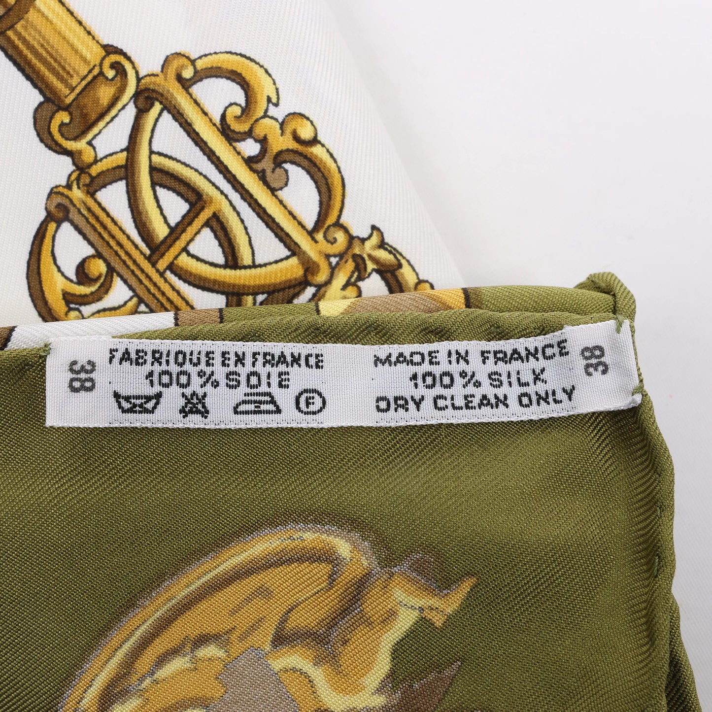 Hermès Carré 90 "LES CLES" Silk handkerchief in Khaki