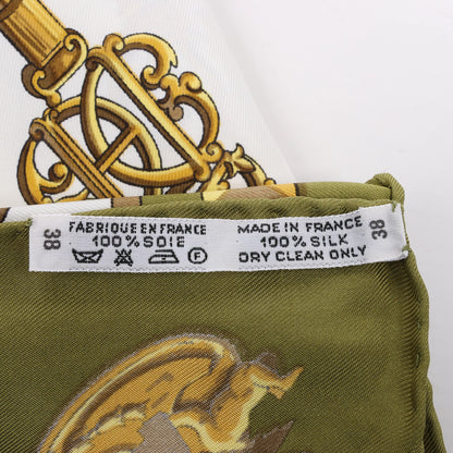 Hermès Carré 90 "LES CLES" Silk handkerchief in Khaki