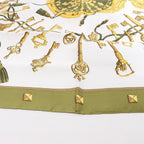 Hermès Carré 90 "LES CLES" Silk handkerchief in Khaki