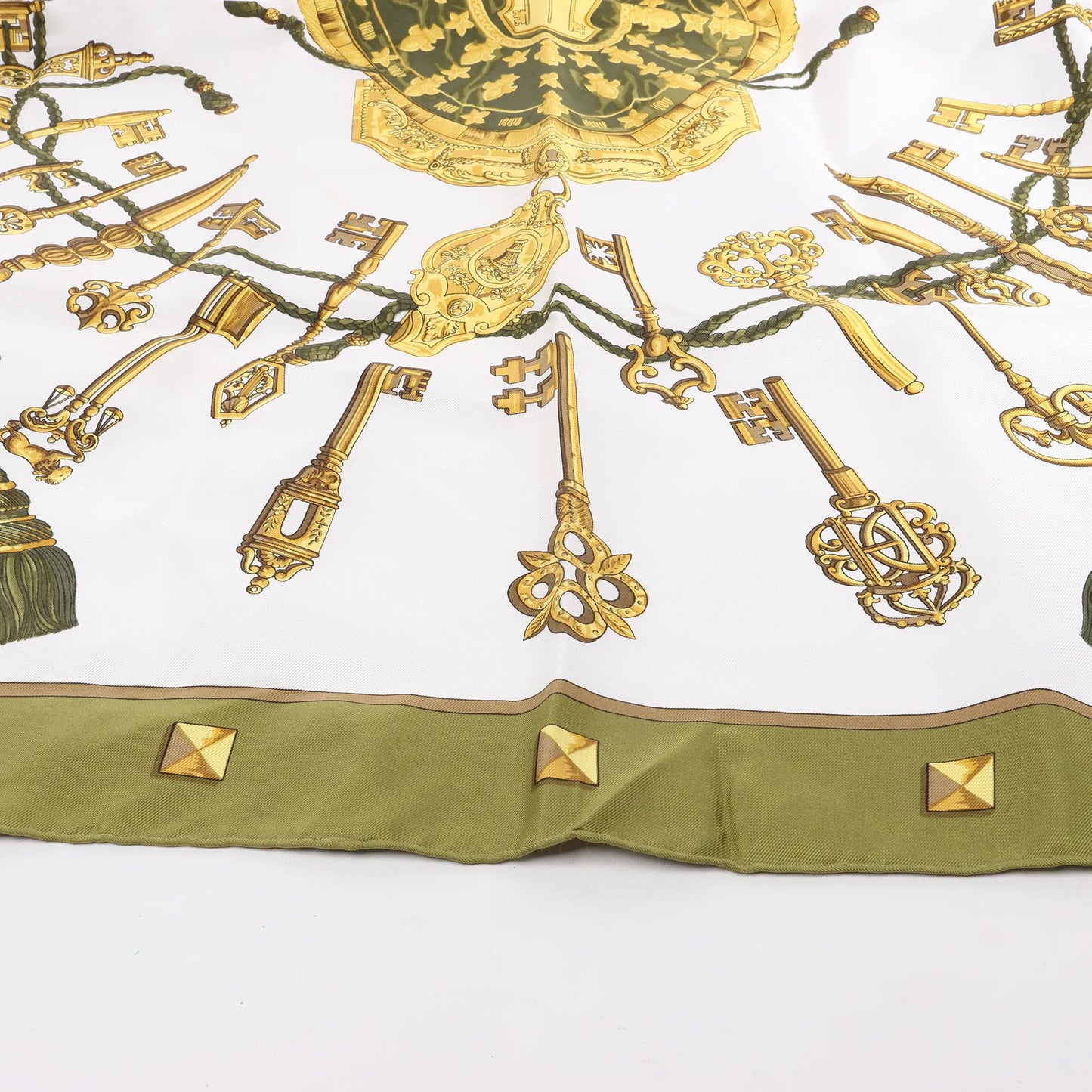 Hermès Carré 90 "LES CLES" Silk handkerchief in Khaki