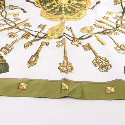 Hermès Carré 90 "LES CLES" Silk handkerchief in Khaki