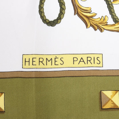 Hermès Carré 90 "LES CLES" Silk handkerchief in Khaki