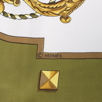 Hermès Carré 90 "LES CLES" Silk handkerchief in Khaki