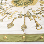 Hermès Carré 90 "LES CLES" Silk handkerchief in Green