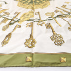 Hermès Carré 90 "LES CLES" Silk handkerchief in Green