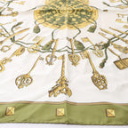 Hermès Carré 90 "LES CLES" Silk handkerchief in Green