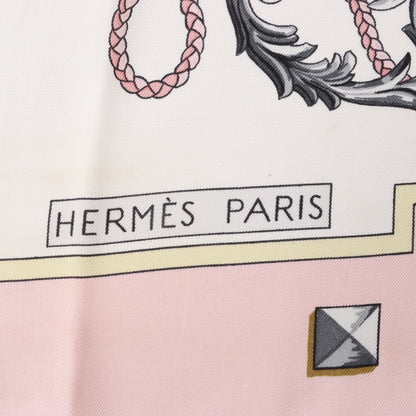 Hermès Carré 90 "LES CLES" 100% Silk Scarf in Pink