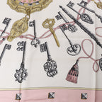 Hermès Carré 90 "LES CLES" 100% Silk Scarf in Pink