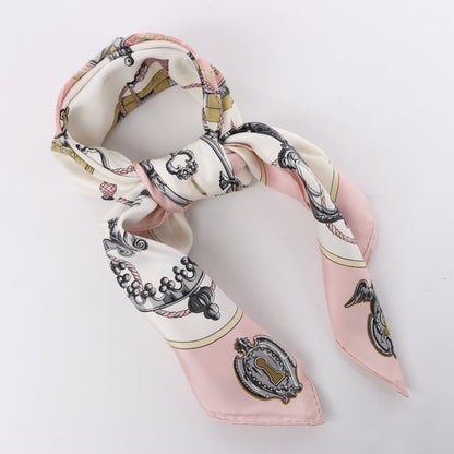 Hermès Carré 90 "LES CLES" 100% Silk Scarf in Pink