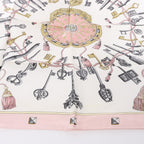 Hermès Carré 90 "LES CLES" 100% Silk Scarf in Pink