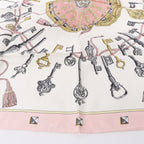 Hermès Carré 90 "LES CLES" 100% Silk Scarf in Pink