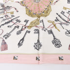 Hermès Carré 90 "LES CLES" 100% Silk Scarf in Pink