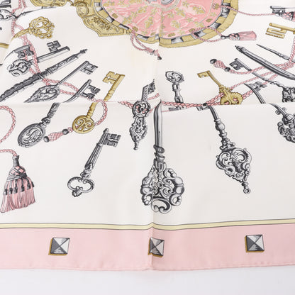 Hermès Carré 90 "LES CLES" 100% Silk Scarf in Pink