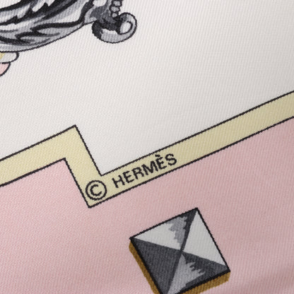 Hermès Carré 90 "LES CLES" 100% Silk Scarf in Pink