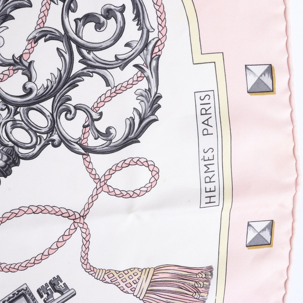 Hermès Carré 90 "LES CLES" Silk Scarf in Pink