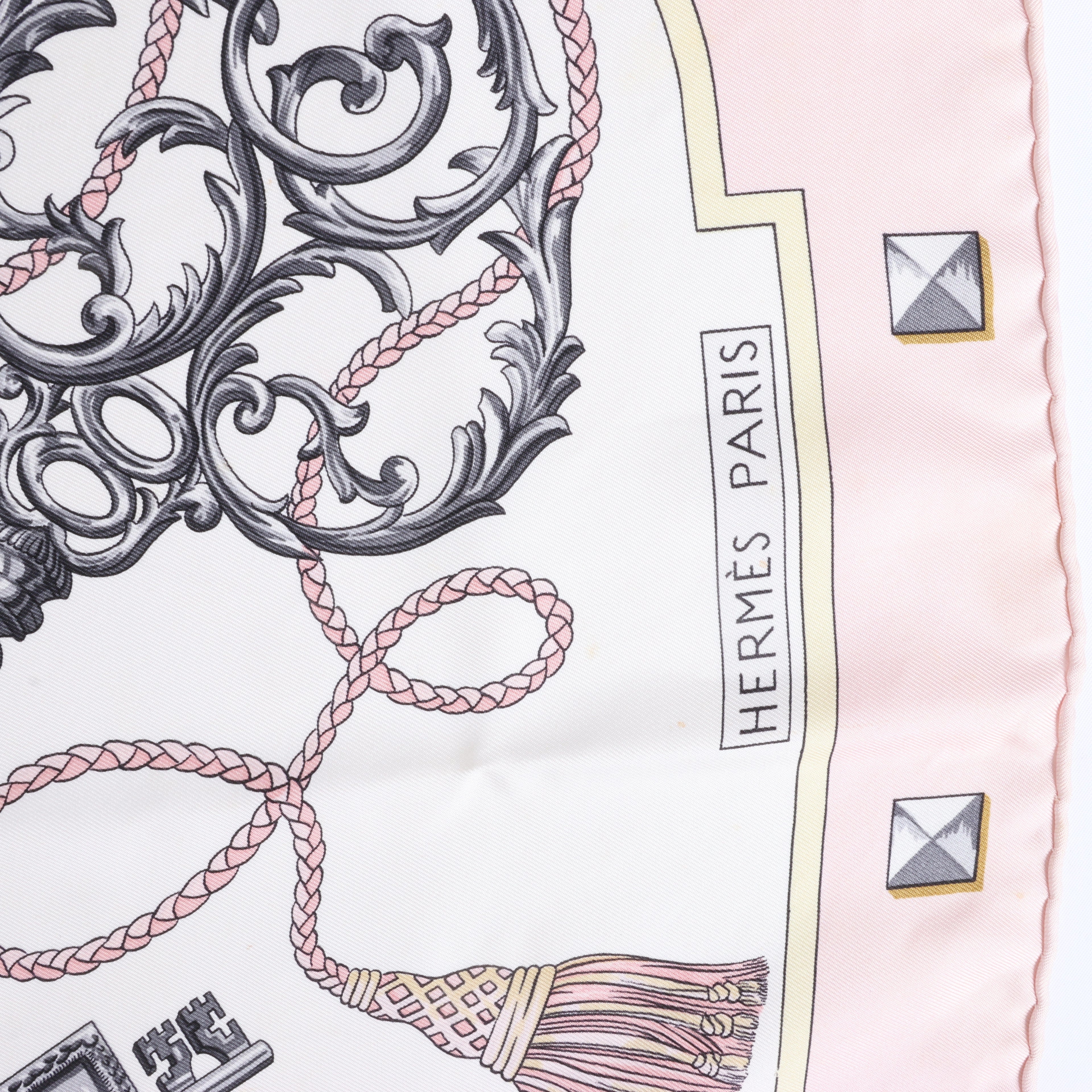 Hermès Carré 90 "LES CLES" Silk Scarf in Pink