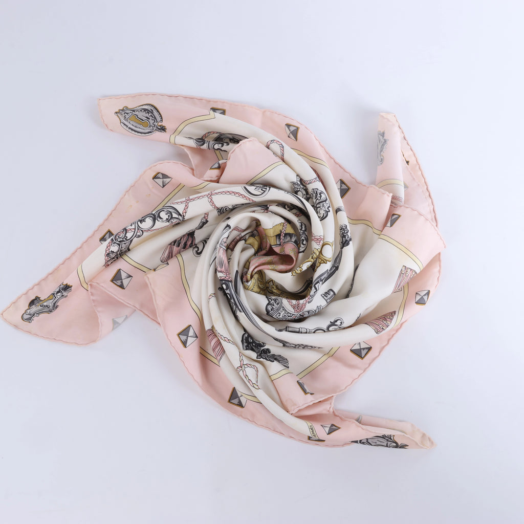 Hermès Carré 90 "LES CLES" Silk Scarf in Pink